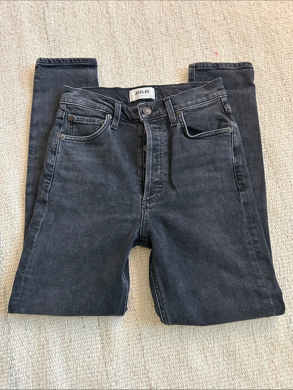 AGOLDE Nico High Rise Slim Fit in Faded Black